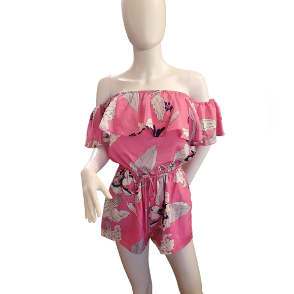 Yumi Kim Eastern Garden Pink Off The Shoulder Romper, Size XS, NWT - Picture 1 of 11